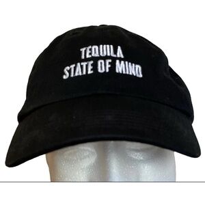 Tequila State of Mind Baseball Cap Black Cazadores 100% Agave Strapback Cotton